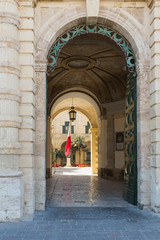 The entrance to Buckingham Palace in Valetta Malta