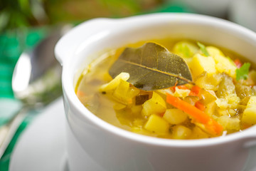 Cucumber soup with vegetables.