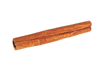 Single cinnamon stick isolated on a white background