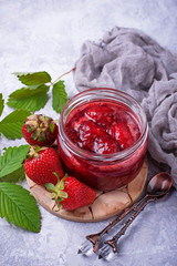 Strawberry jam in jar