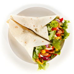 Tortilla wrap on white background 