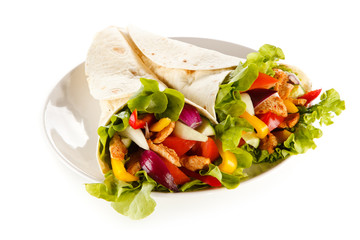 Tortilla wrap on white background 