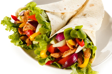 Tortilla wrap on white background 