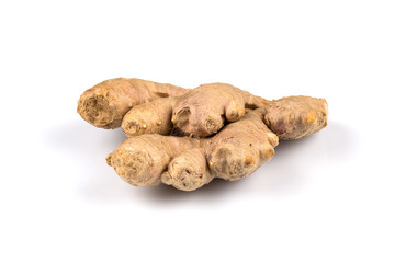 fresh ginger on white background