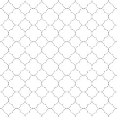 Quatrefoil seamless pattern background in black and white. Vintage and retro abstract ornamental design. Simple flat vector illustration.