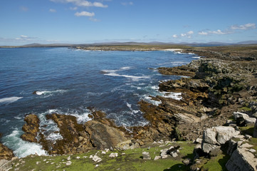 Scenic coast of Pebble Island, Falkland Islands, South Atlantic