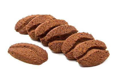 Chocolate cookies with cream filling isolated on white background.