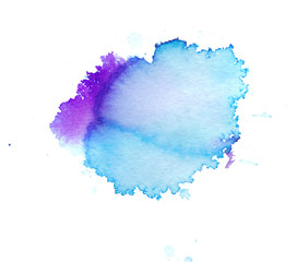 Colorful abstract watercolor texture stain with splashes and spatters. Modern creative watercolor background for trendy design.
