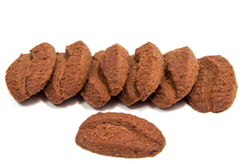 Chocolate cookies with cream filling isolated on white background.