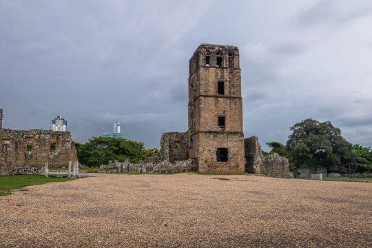 Ruins of Cathedral Tower at Panama Viejo Ruins - Panama City, Panama