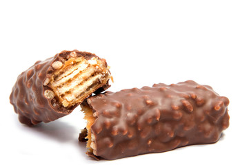 Chocolate candies isolated on white background.