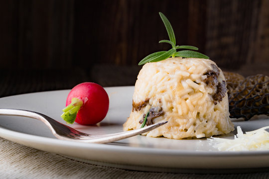 Delicious mushroom risotto with parmesan cheese
