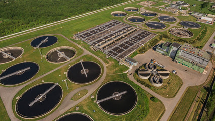 Aerial view of water treatment plant