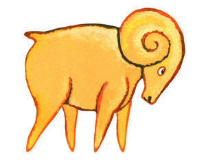 Astrological sign of the zodiac Aries as a gingerbread, isolated on a white background