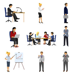 office people flat icon set