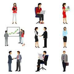 office people flat icon set