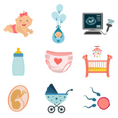 pregnancy flat icon set