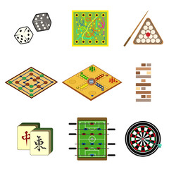 board games flat icon set