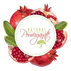 Pomegranate round banner - 159228092