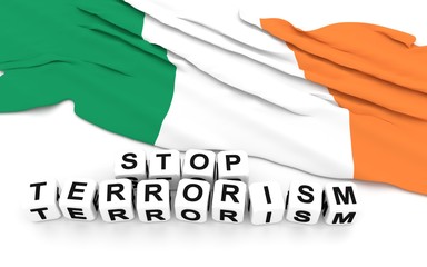 Irish flag and text stop terrorism.