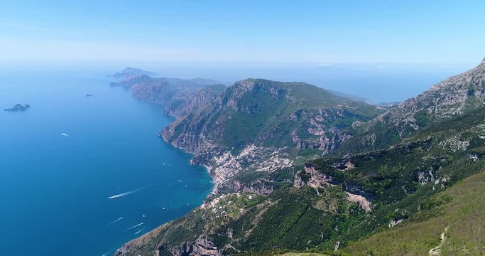 flying above mountains by Amalfy coast