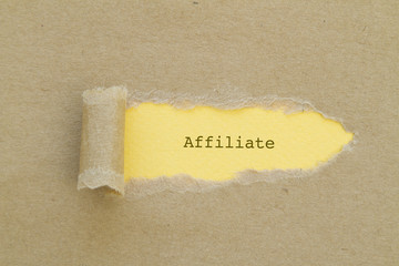 Affiliate word written under torn paper.