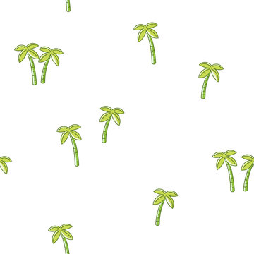 Seamless repeating pattern with palm tree isolated on white background. The texture of trees for printing on fabric.