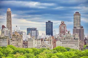 Upper East Side of Manhattan seen over Central Park, New York City, USA.