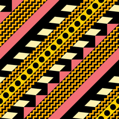 Retro color seamless pattern. Fancy abstract geometric art print. Ethnic hipster ornamental lines backdrop.