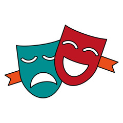 Happy and sad theater masks over white background vector illustration