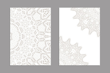 Templates for greeting and business cards, brochures. Oriental lace pattern. Mandala. Wedding invitation, save the date,RSVP. Arabic, Islamic,moroccan, asian, indian, african motifs.
