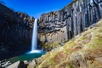 Svartifoss waterfall in the Skaftafell National Park, Iceland - 159233667