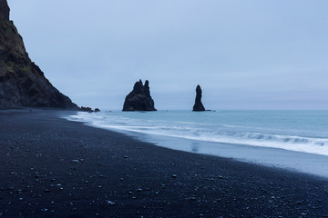 Reynishverfisvegur, Reynisfjara black sand beach near  Vik village, Iceland