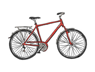 Hand drawn sketch illustration of bicycle. Vector bike illustration