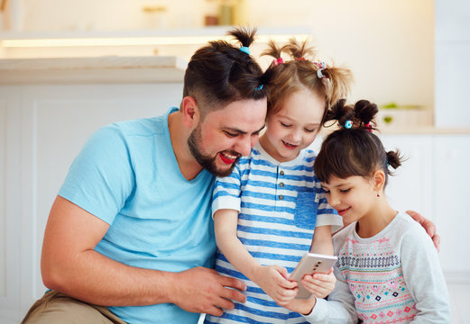 Making Selfie Snap Shot With Crazy Hairstyle And Makeup When You Home Alone With Children