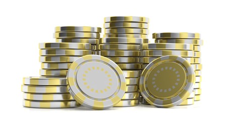 Casino chips on white background. 3d illustration