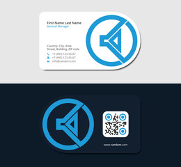blue business card with music headphone