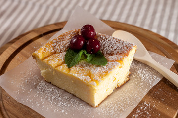 appetizing cottage cheese casserole piece