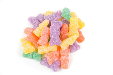 Sour bunny chews isolated on a white background