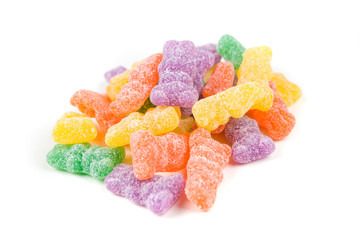 Sour bunny chews isolated on a white background