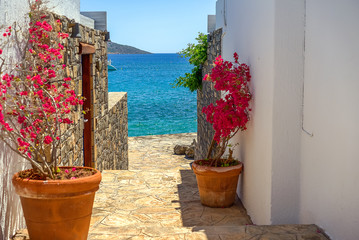 Picturesque staircase to the sea in Crete, Greece