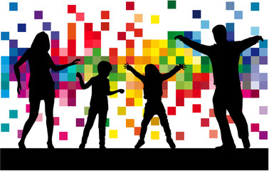 Dancing family silhouettes.