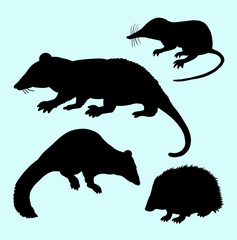 Rat mice weasel and hedgehog silhouettes. Good use for logo, web icons, symbol, or any design you want. 