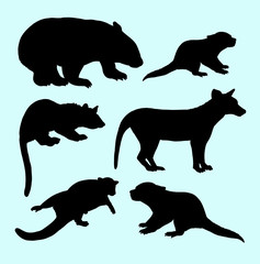 Weasel and squirrel animal silhouette. Good use for logo, web icons, symbol, or any design you want. 