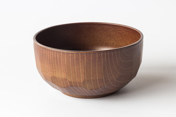 brown bowl on white background