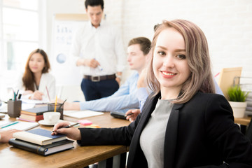 Fototapeta premium Young businesswoman at the office