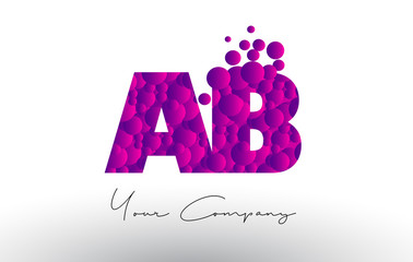 AB A B Dots Letter Logo with Purple Bubbles Texture.