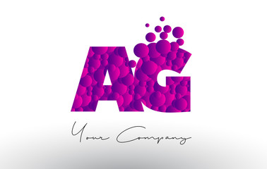 AG A G Dots Letter Logo with Purple Bubbles Texture.