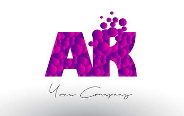 AK A K Dots Letter Logo with Purple Bubbles Texture.