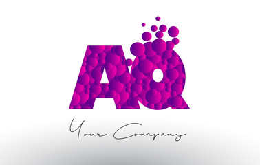 Obraz premium AQ A Q Dots Letter Logo with Purple Bubbles Texture.